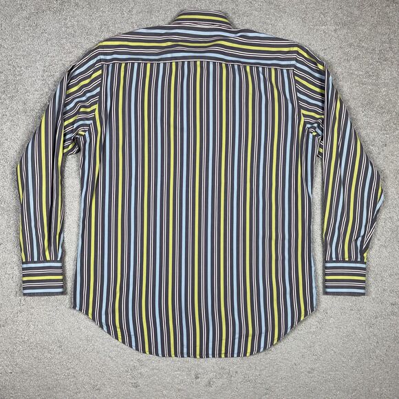 Robert Graham Shirt Mens Medium Button Up Rainbow Stripes Flip Cuffs Colorful - Picture 8 of 14